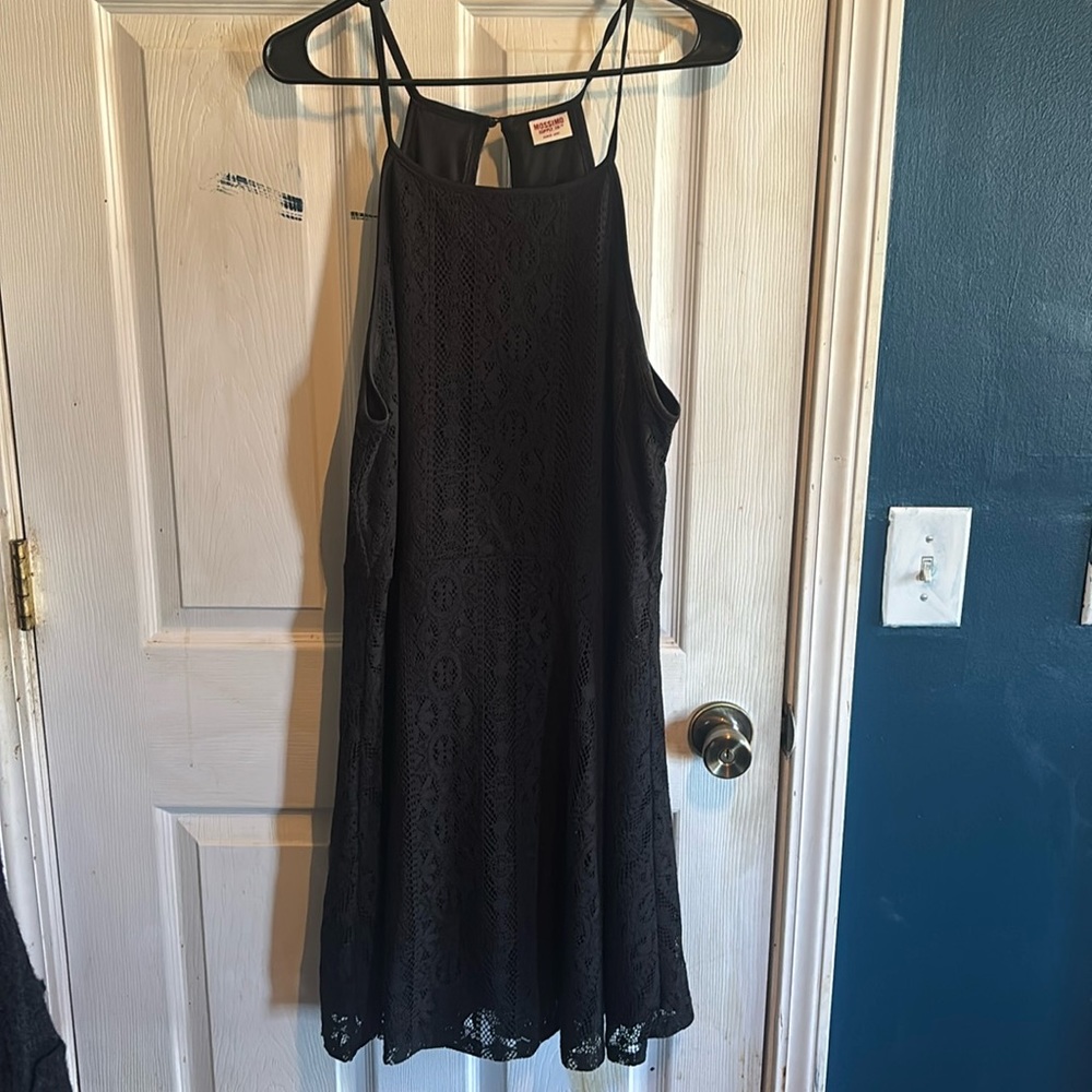 Black Lace Skater Skirt Dress